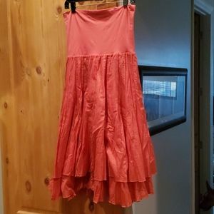 Coral colored tube top dress